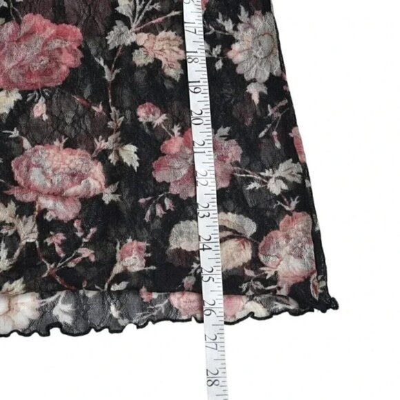 Ralph Lauren Denim & Supply Floral Sheer Blouse Black Pink Long Sleeve Medium - Picture 12 of 12